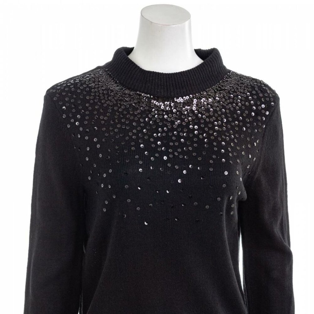 NEW Juicy Couture Black Sequin Mockneck Sweater S